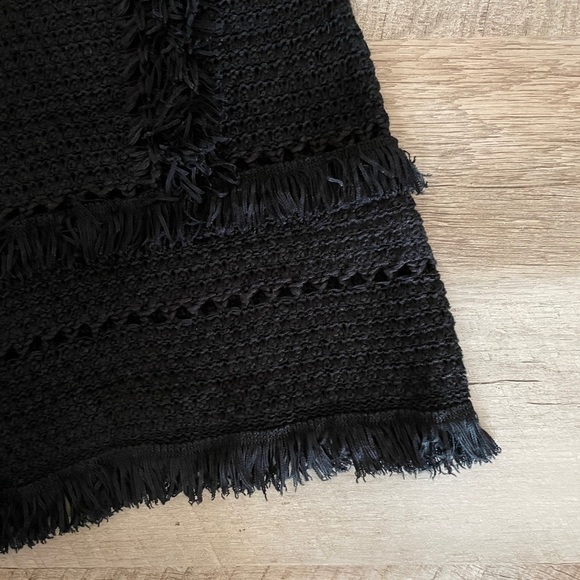 Pepin Anthropologie Open Knit Fringe Sleeveless Black Boho Sweater Size XS - Picture 6 of 9